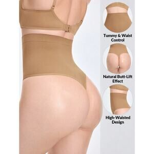 New Small High Rise Lower Tummy Control Shapewear Thong Panty Cincher Belly Band